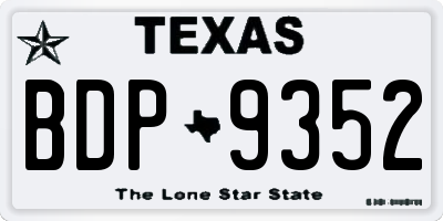 TX license plate BDP9352