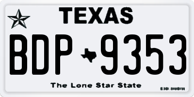 TX license plate BDP9353