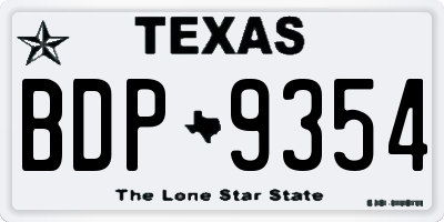 TX license plate BDP9354