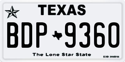 TX license plate BDP9360