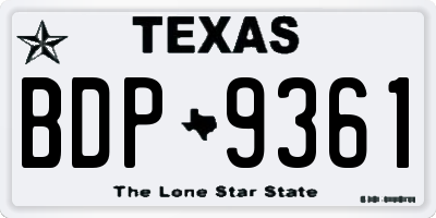 TX license plate BDP9361
