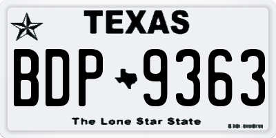 TX license plate BDP9363