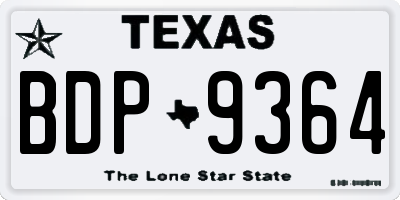 TX license plate BDP9364