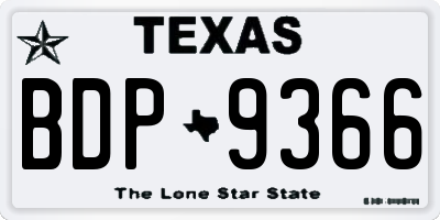 TX license plate BDP9366