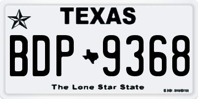 TX license plate BDP9368