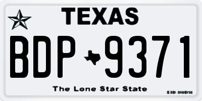 TX license plate BDP9371