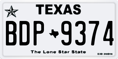 TX license plate BDP9374