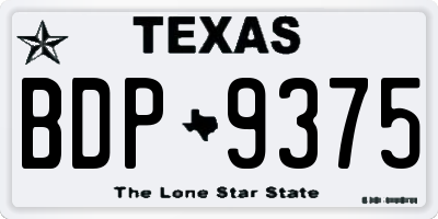 TX license plate BDP9375