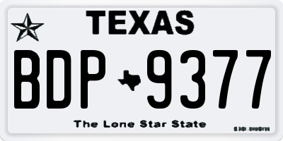 TX license plate BDP9377