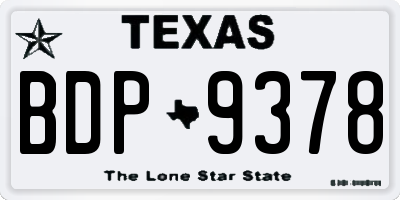 TX license plate BDP9378