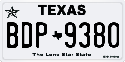 TX license plate BDP9380