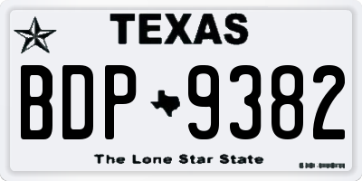 TX license plate BDP9382