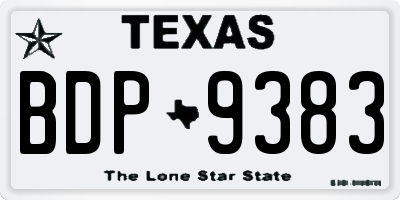 TX license plate BDP9383