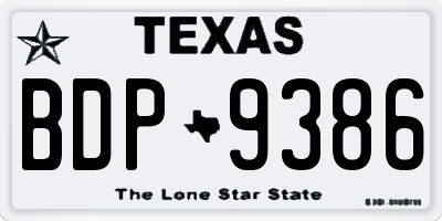 TX license plate BDP9386