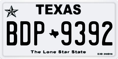 TX license plate BDP9392
