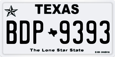 TX license plate BDP9393