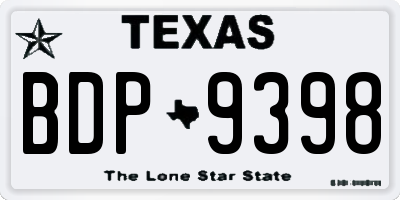 TX license plate BDP9398