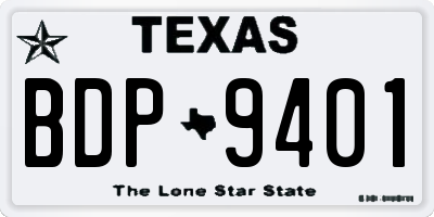 TX license plate BDP9401