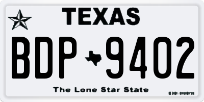 TX license plate BDP9402