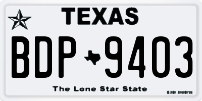 TX license plate BDP9403