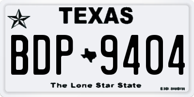 TX license plate BDP9404