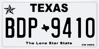 TX license plate BDP9410