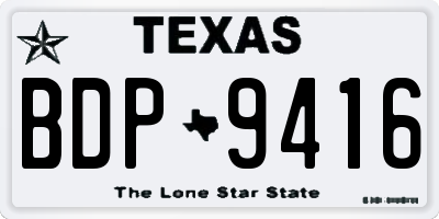 TX license plate BDP9416