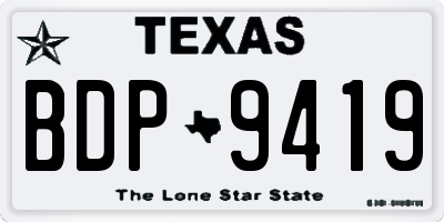 TX license plate BDP9419