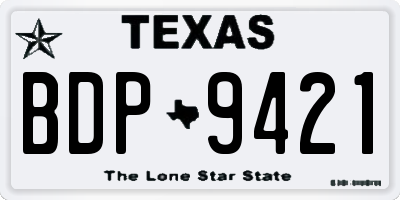TX license plate BDP9421