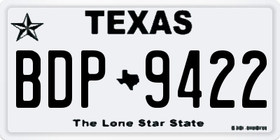 TX license plate BDP9422
