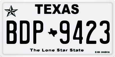 TX license plate BDP9423