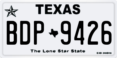 TX license plate BDP9426