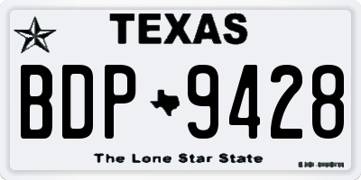 TX license plate BDP9428