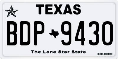 TX license plate BDP9430