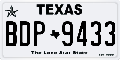 TX license plate BDP9433