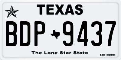 TX license plate BDP9437