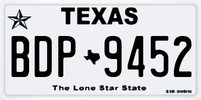 TX license plate BDP9452