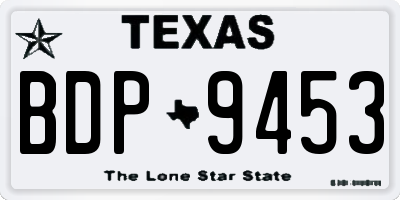 TX license plate BDP9453