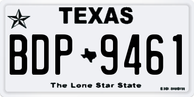 TX license plate BDP9461