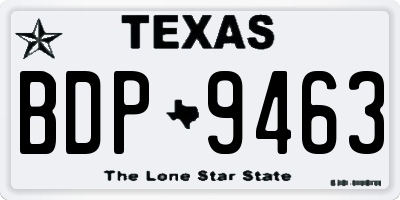 TX license plate BDP9463