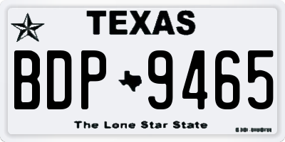 TX license plate BDP9465