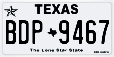 TX license plate BDP9467