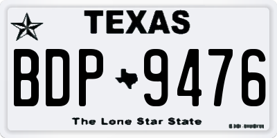 TX license plate BDP9476