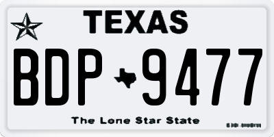 TX license plate BDP9477