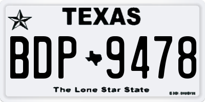 TX license plate BDP9478