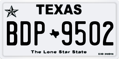 TX license plate BDP9502