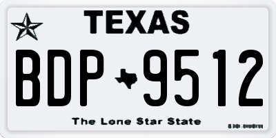 TX license plate BDP9512