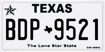 TX license plate BDP9521