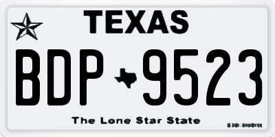 TX license plate BDP9523