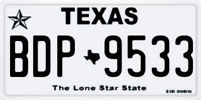 TX license plate BDP9533